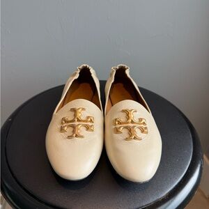 Women's Cream Loafers with Gold Accent